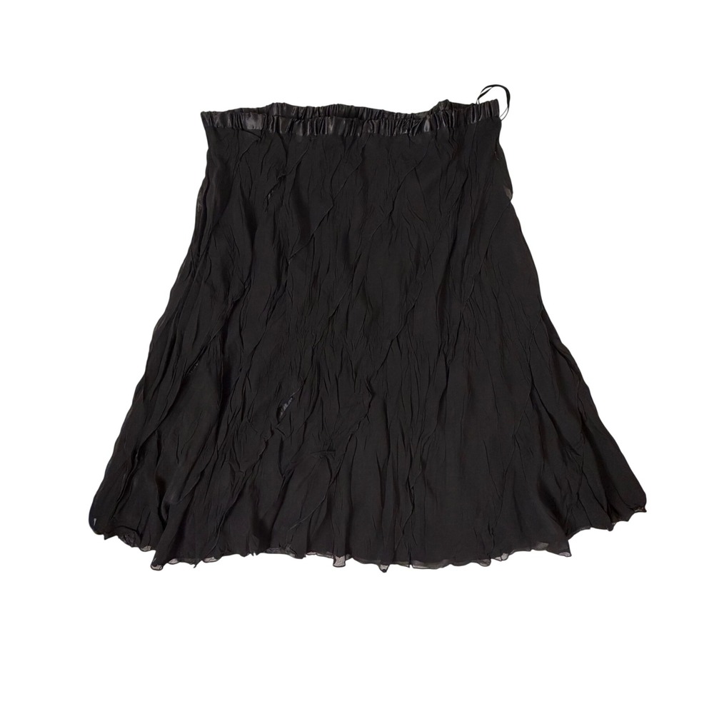Roz & Ali Skirt Women 18 Black Excellent Crinkle Textured Chiffon Midi